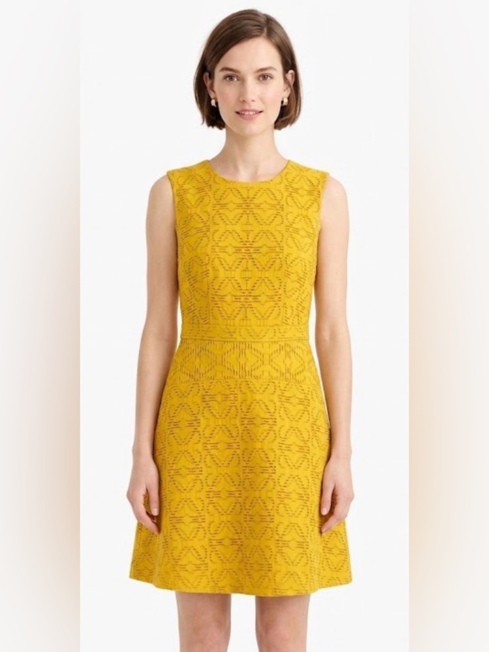 J. Crew Yellow Jacquard Eyelet Dress Size 0